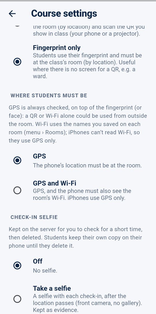 How students check in and where they must be