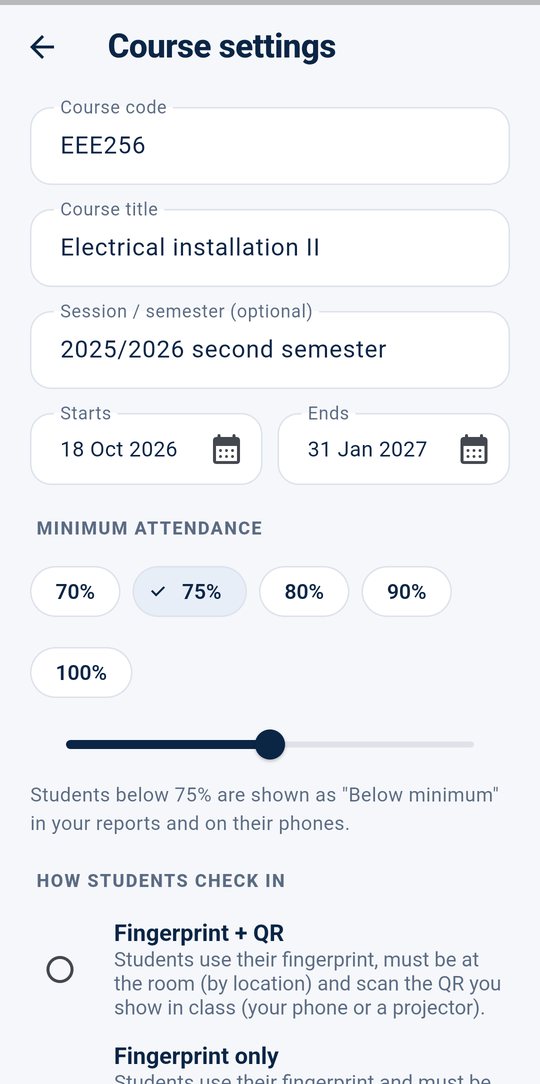 Course settings