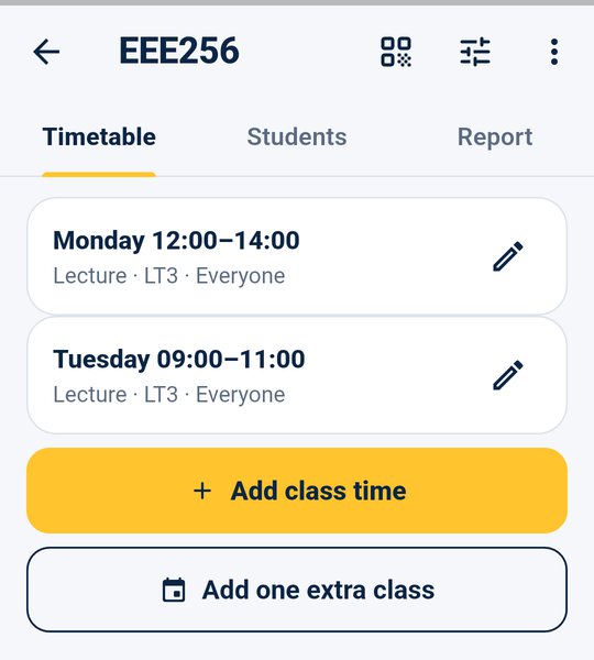 A course timetable