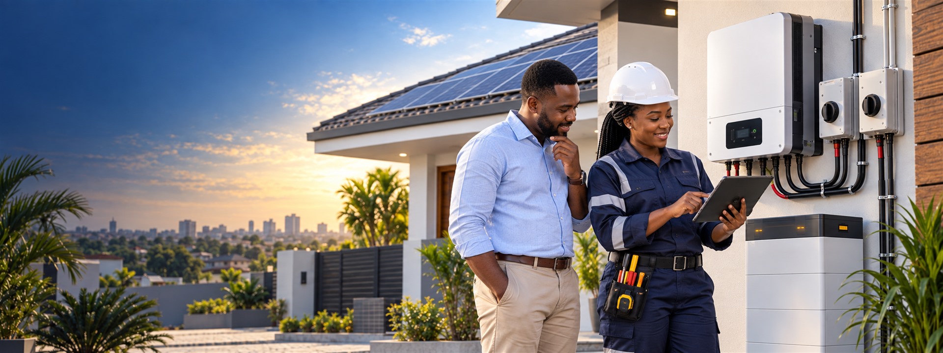 Verified installer working on a client's inverter installation